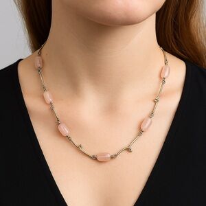 Tiffany & Co Silver & Pink Rose Quartz Twist Chain Necklace